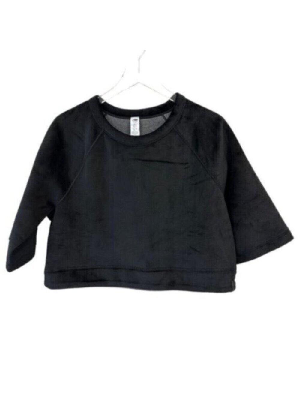 New Balance | Black Velour Reversible Crew Neck Crop Sweatshirt Size Medium